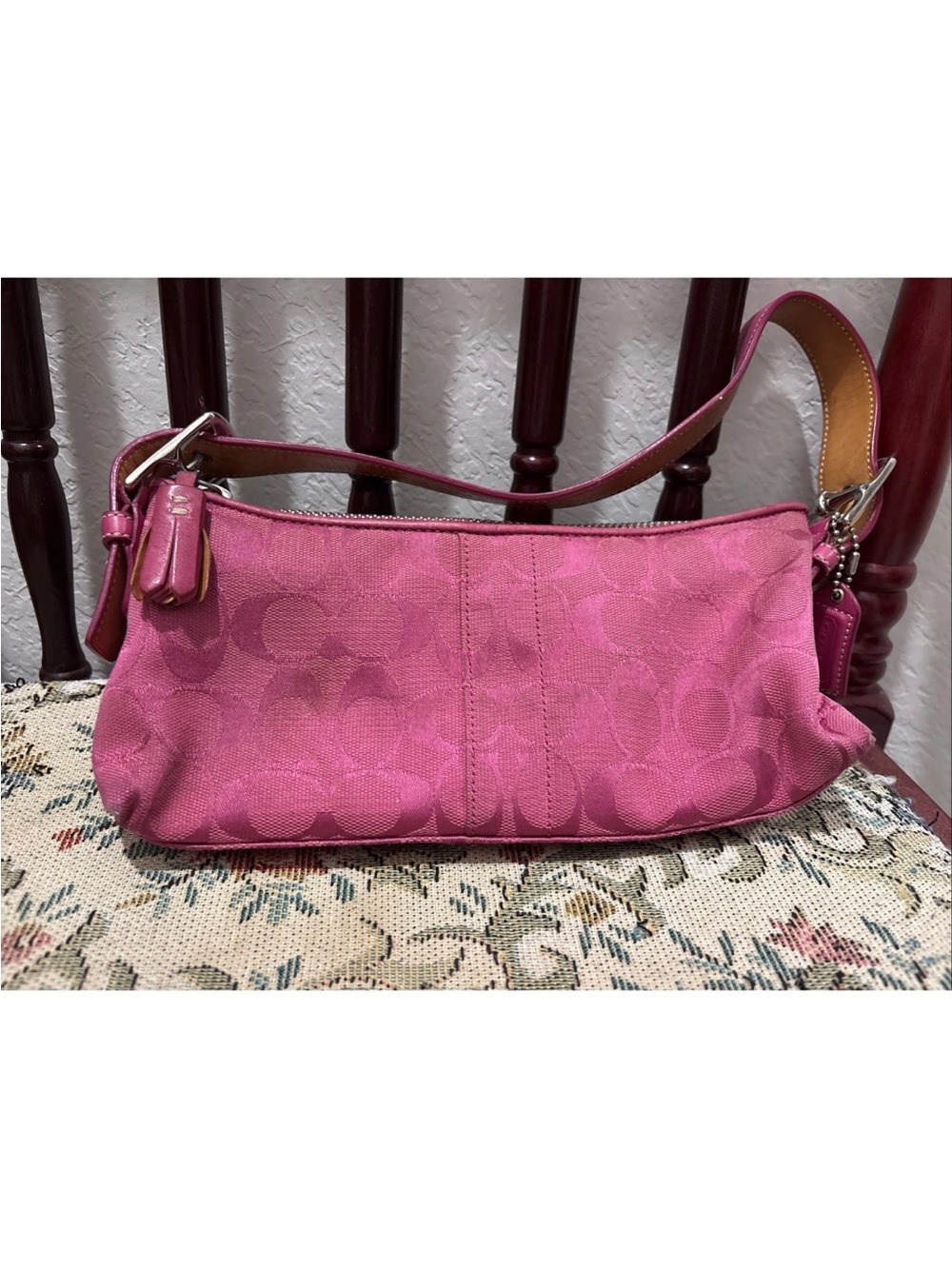 Coach Hot Pink Signature Canvas Shoulder Bag